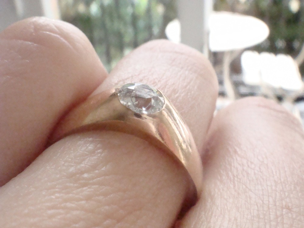 VICTORIAN 18CT ROSE GOLD BAND OLD CUT DIAMOND SINGLE STONE 0.60CT GYPSY BAND View VI