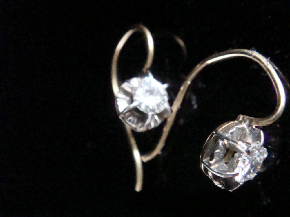 ORIGINAL EDWARDIAN 18CT OLD BRILLIANT CUT DIAMOND DROP SOLITAIRE 0.60CT EARRINGS View II