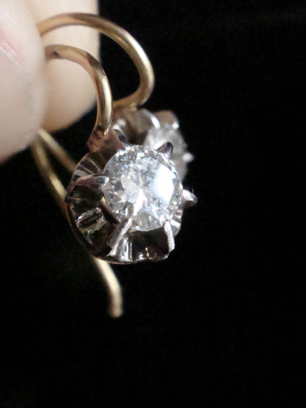 ORIGINAL EDWARDIAN 18CT OLD BRILLIANT CUT DIAMOND DROP SOLITAIRE 0.60CT EARRINGS View VII