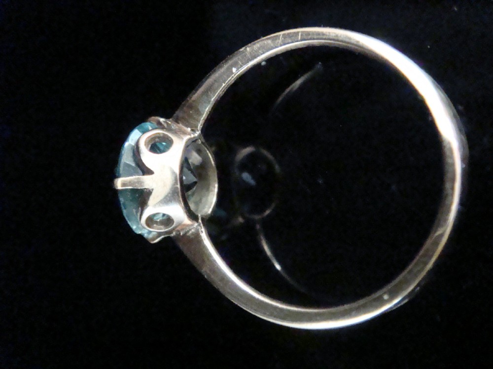 EDWARDIAN 9CT YELLOW / ROSE GOLD NATURAL BLUE ZIRCON SOLITAIRE 2.50CT  RING View III