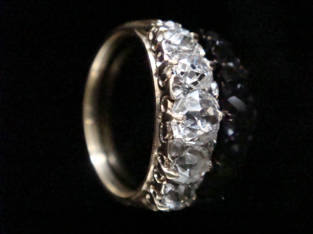 Victorian 18ct yellow gold old cut diamond 1.55ct 5 stone ring View VI