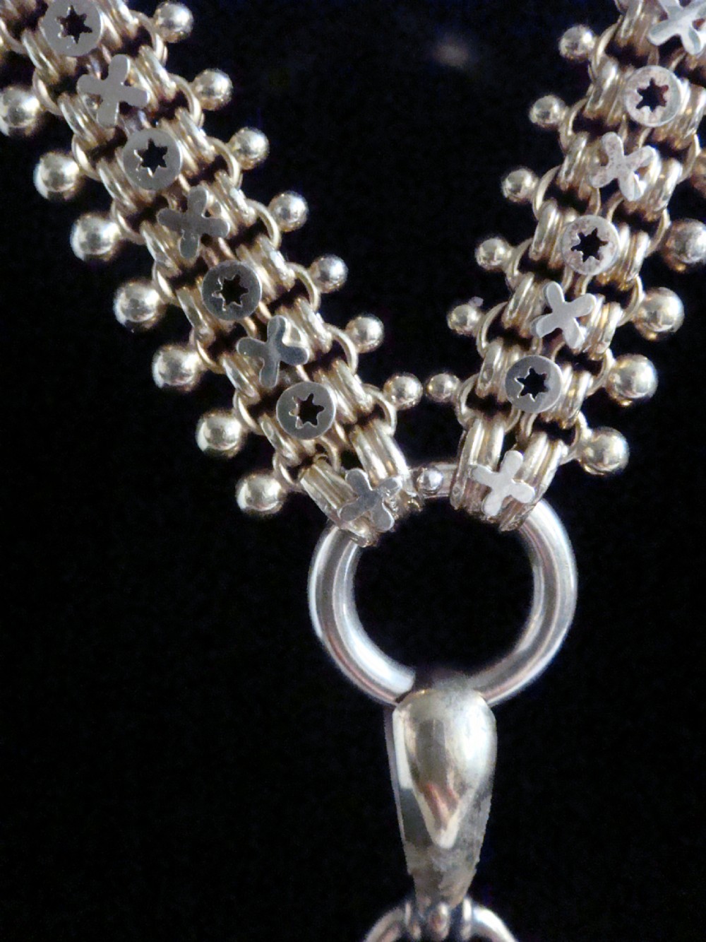 HEAVY VICTORIAN 15CT OR HIGHER 16.5INCHES COLLAR DIAMOND LOCKET 52.6GRAMS View VI