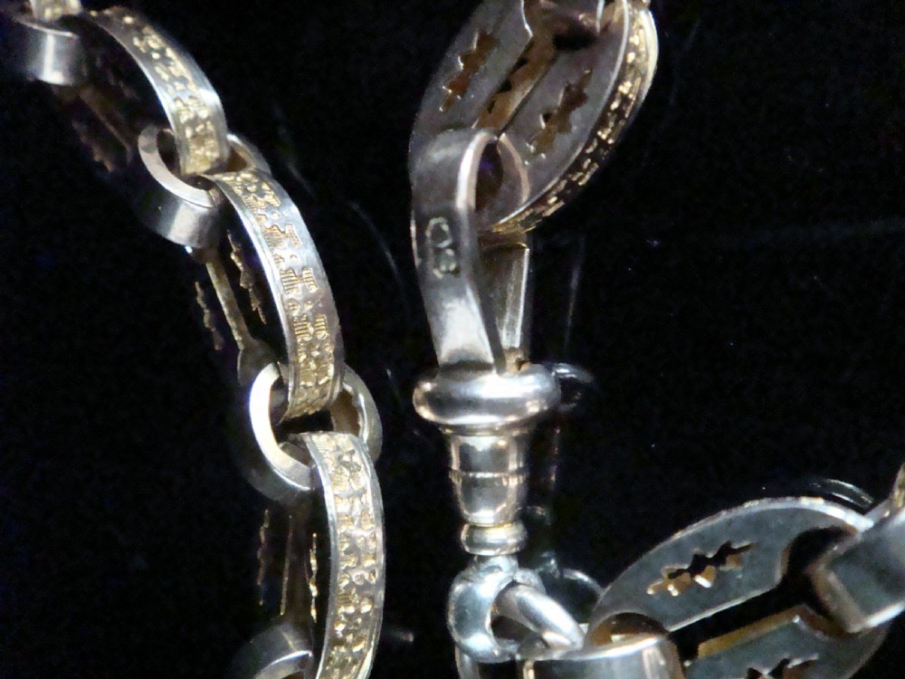 VICTORIAN 9CT YELLOW GOLD UNUSUAL LINK STAR ALBERT DOG CLIP T BAR 27G 14