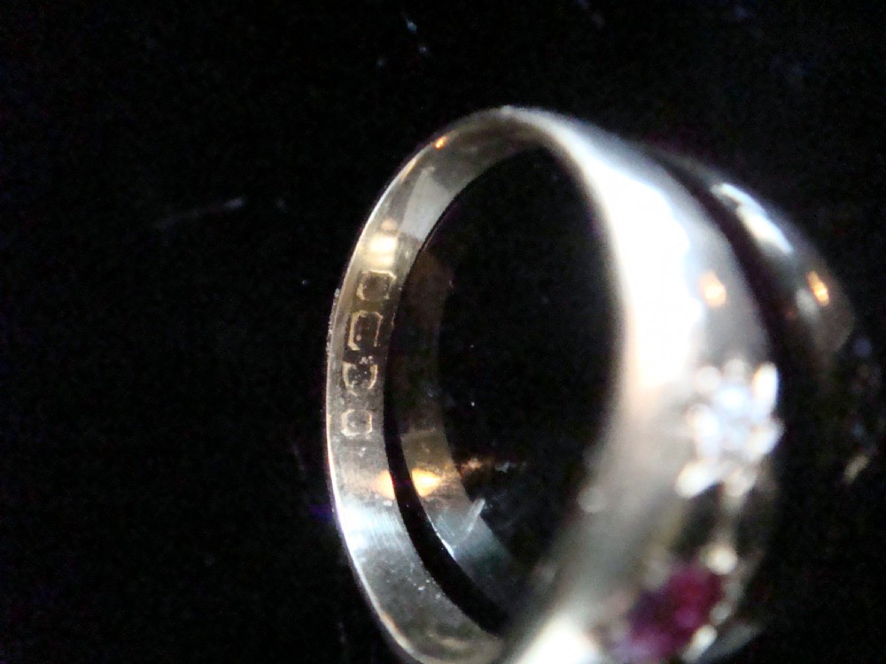 VICTORIAN 18CT YELLOW GOLD RUBY DIAMOND STAR OLD CUT DIAMOND GYPSY BAND View III