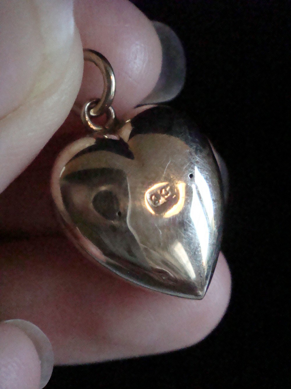 EDWARDIAN 9CT TURQUOISE HEART PUFF PENDANT 2.2g View IV