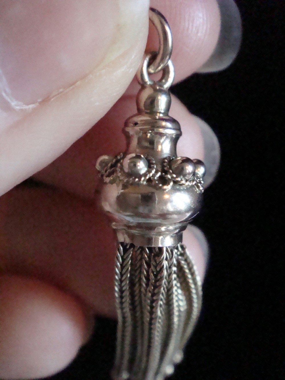 Original Edwardian 9ct yellow gold tassel pendant 3.5g View II