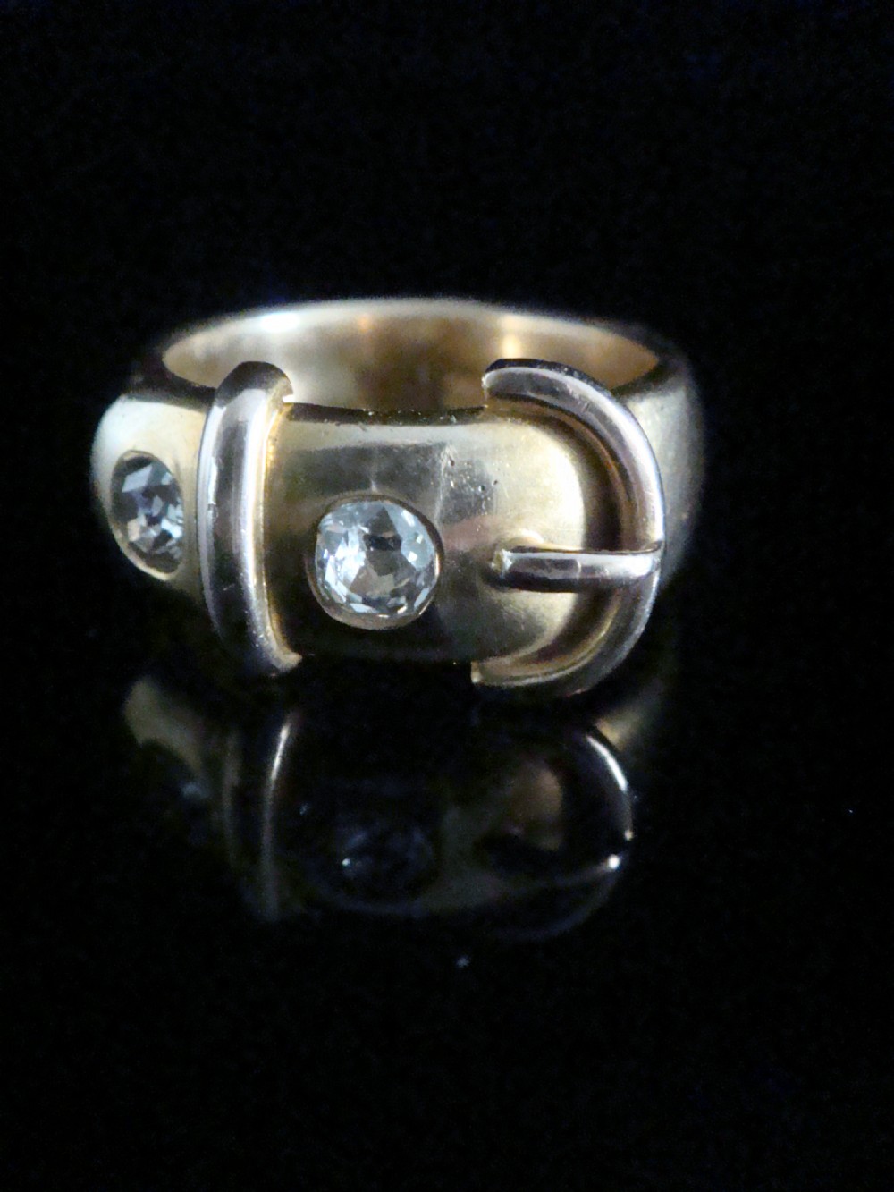 HEAVY VICTORIAN 18CT YELLOW GOLD BUCKLE BAND OLD CUT DIAMOND 0.60CT RING 13.1G View II