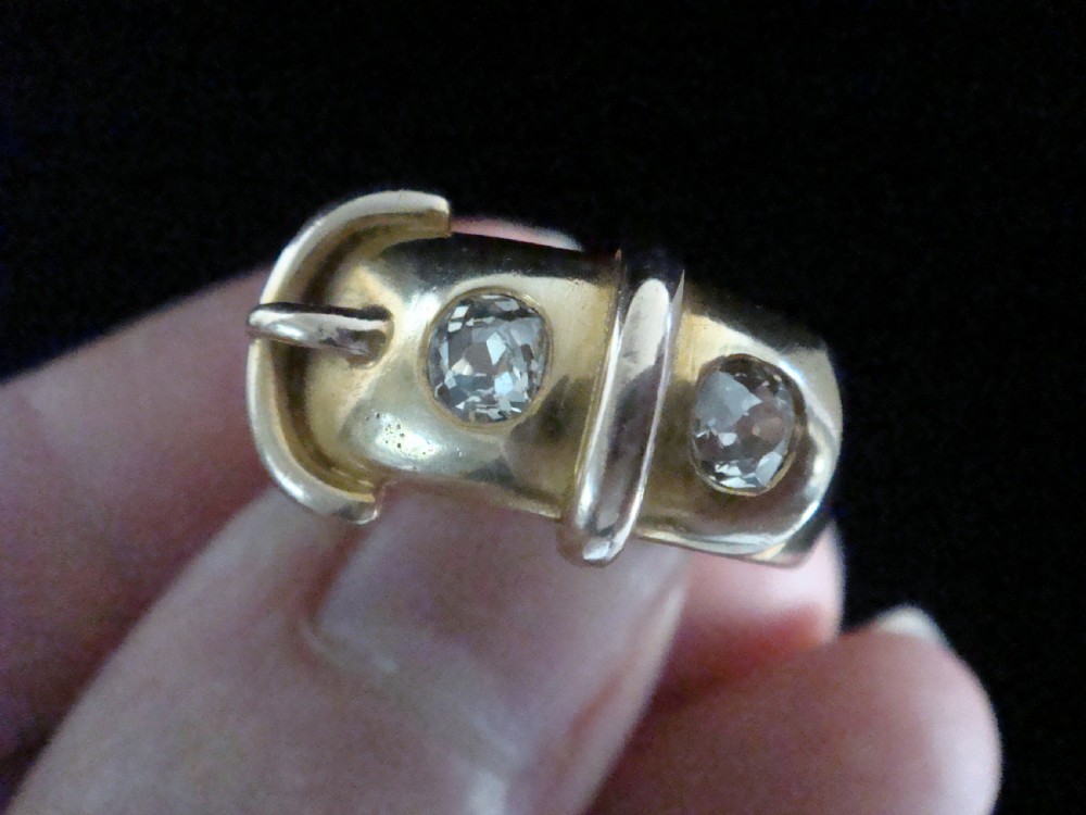 HEAVY VICTORIAN 18CT YELLOW GOLD BUCKLE BAND OLD CUT DIAMOND 0.60CT RING 13.1G View IV