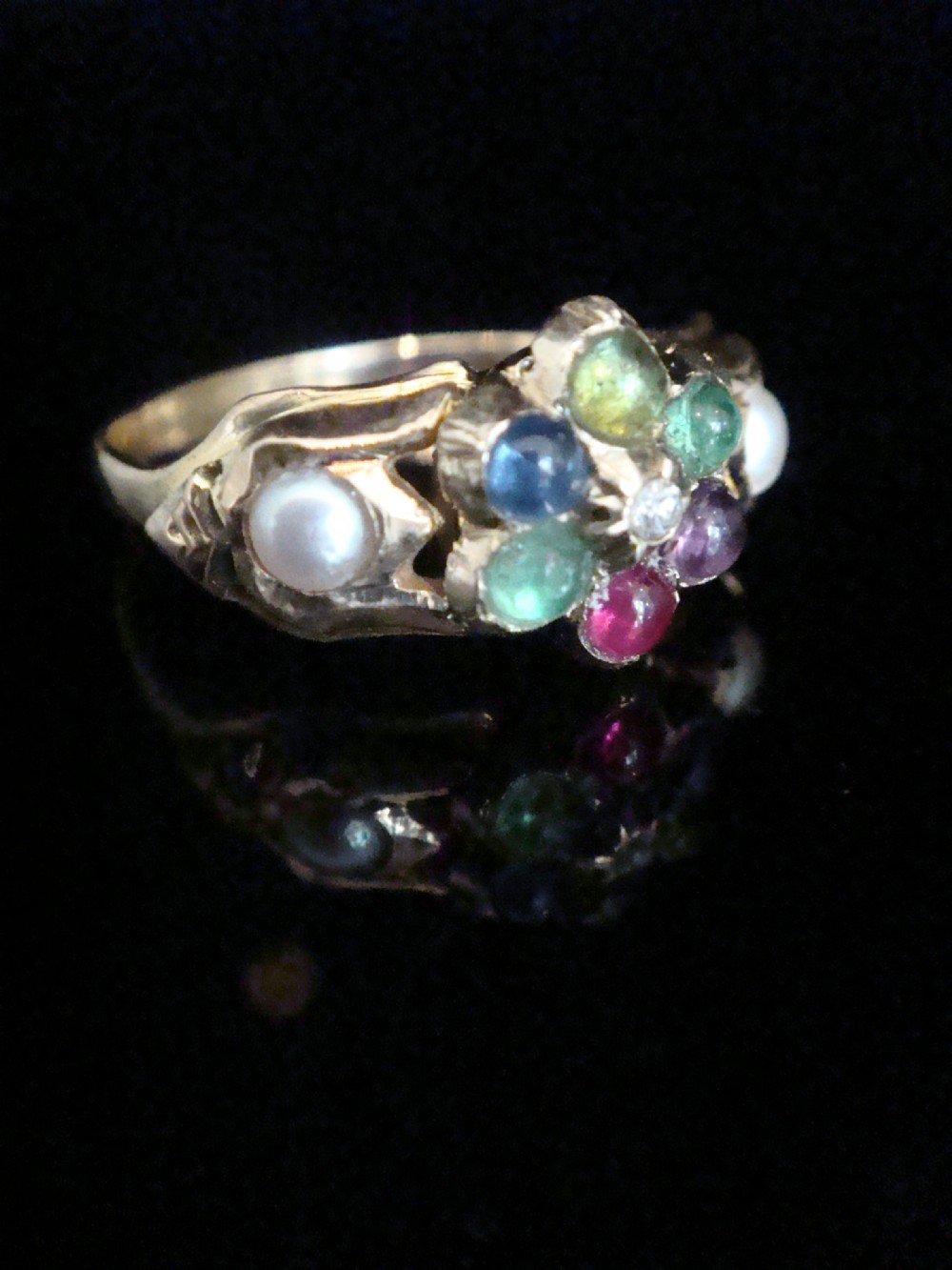VICTORIAN 15ct DEAREST cluster diamond emerald amethyst ruby sapphire tourmaline View III