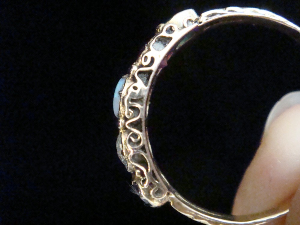 VICTORIAN 15CT YELLOW GOLD ADORE AMETHYST DIAMOND OPAL RUBY EMERALD 5 STONE RING View VI