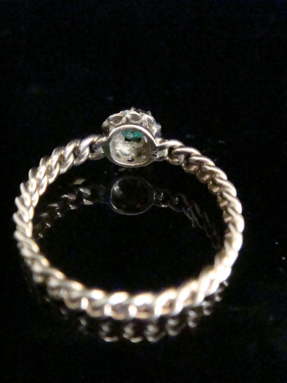 Victorian 18ct yellow gold old rose mine cut diamond and emerald cluster ring View III