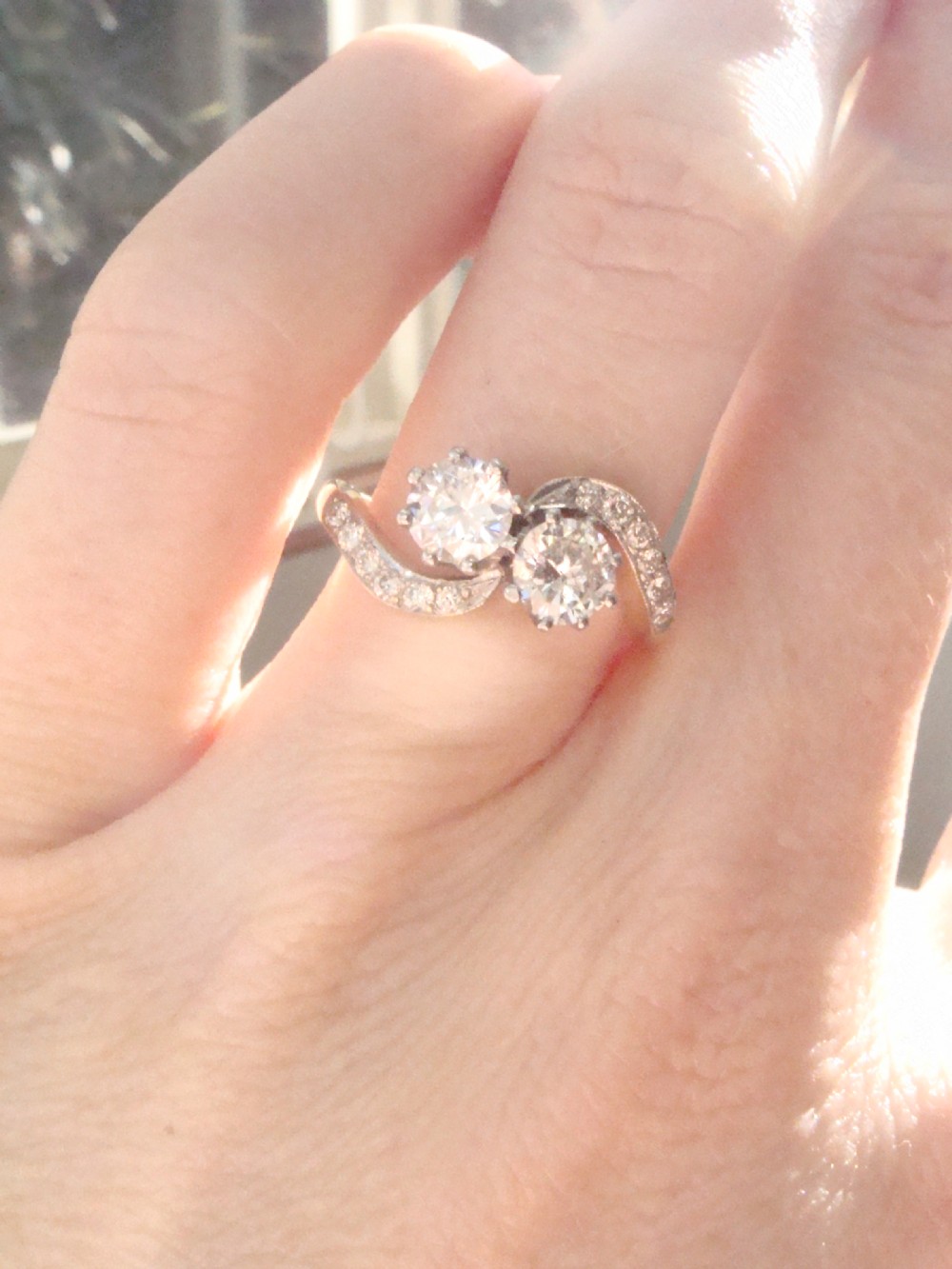 EDWARDIAN 18CT PLATINUM 1.30CT TRANSITIONAL CUT TOI ET MOI H-I COLOUR VS1-SI1 View IX