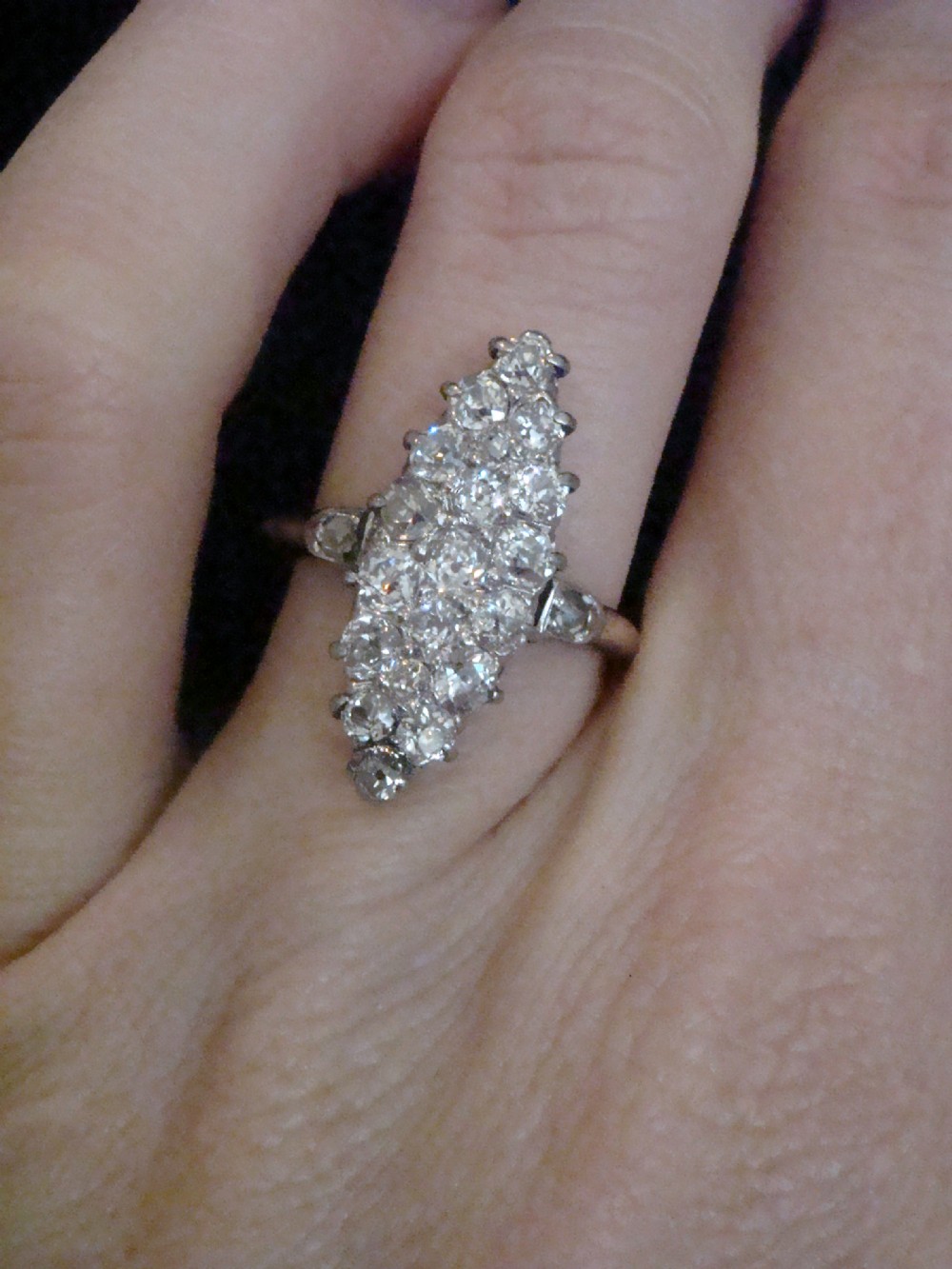 Edwardian 18ct yellow gold platinum old cut diamond 1.25ct marquis ring View V