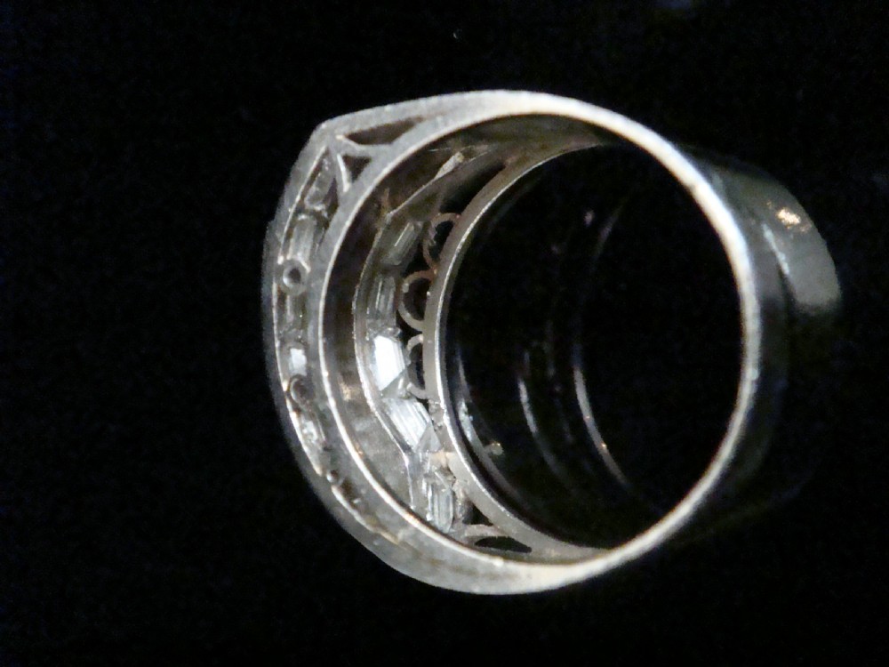 ART DECO 1920S PLATINUM DIAMOND 2.50CT PAVE SET TANK RING View IV