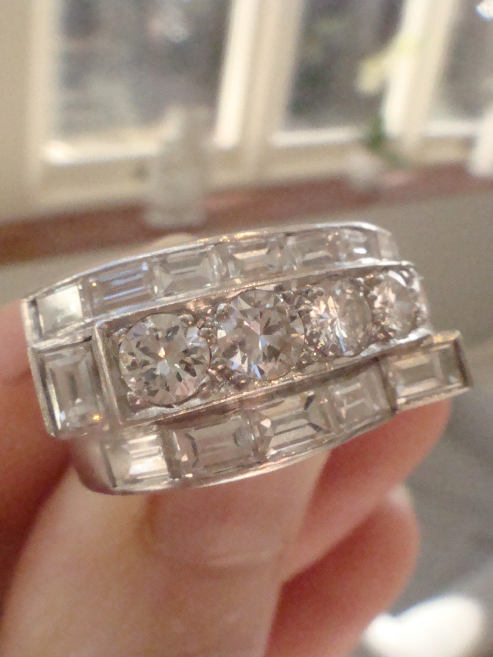 ART DECO 1920S PLATINUM DIAMOND 2.50CT PAVE SET TANK RING View XI