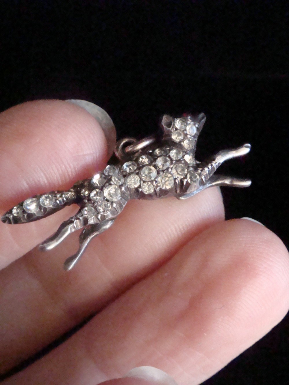 VICTORIAN 9CT SILVER PASTE FOX PENDANT RUBY EYES