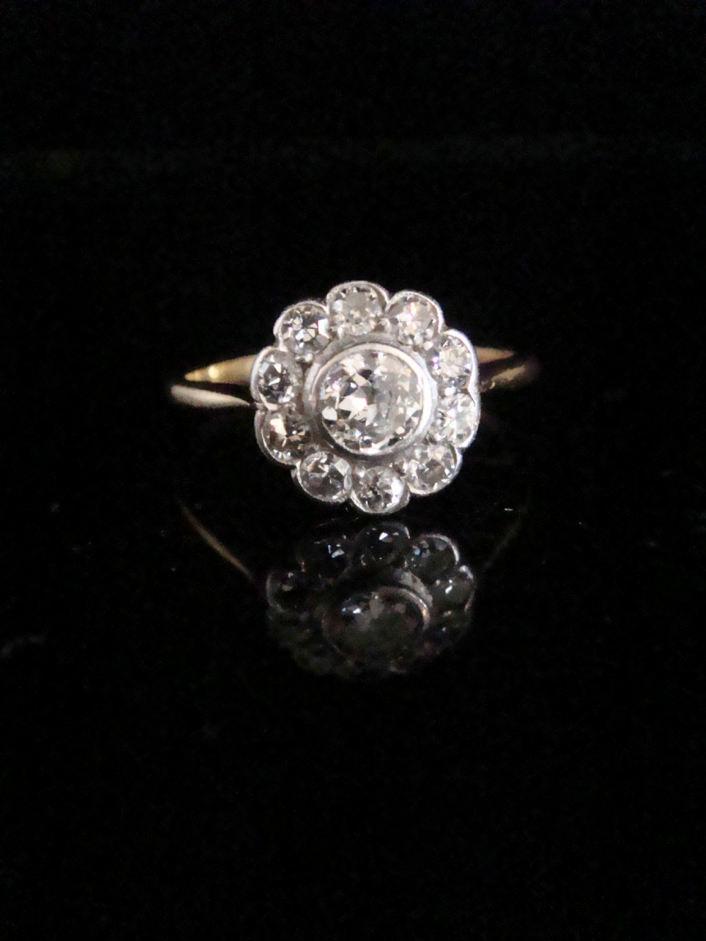 EDWARDIAN 18CT PLATINUM OLD CUT DIAMOND CLUSTER 0.70CT RING View IV