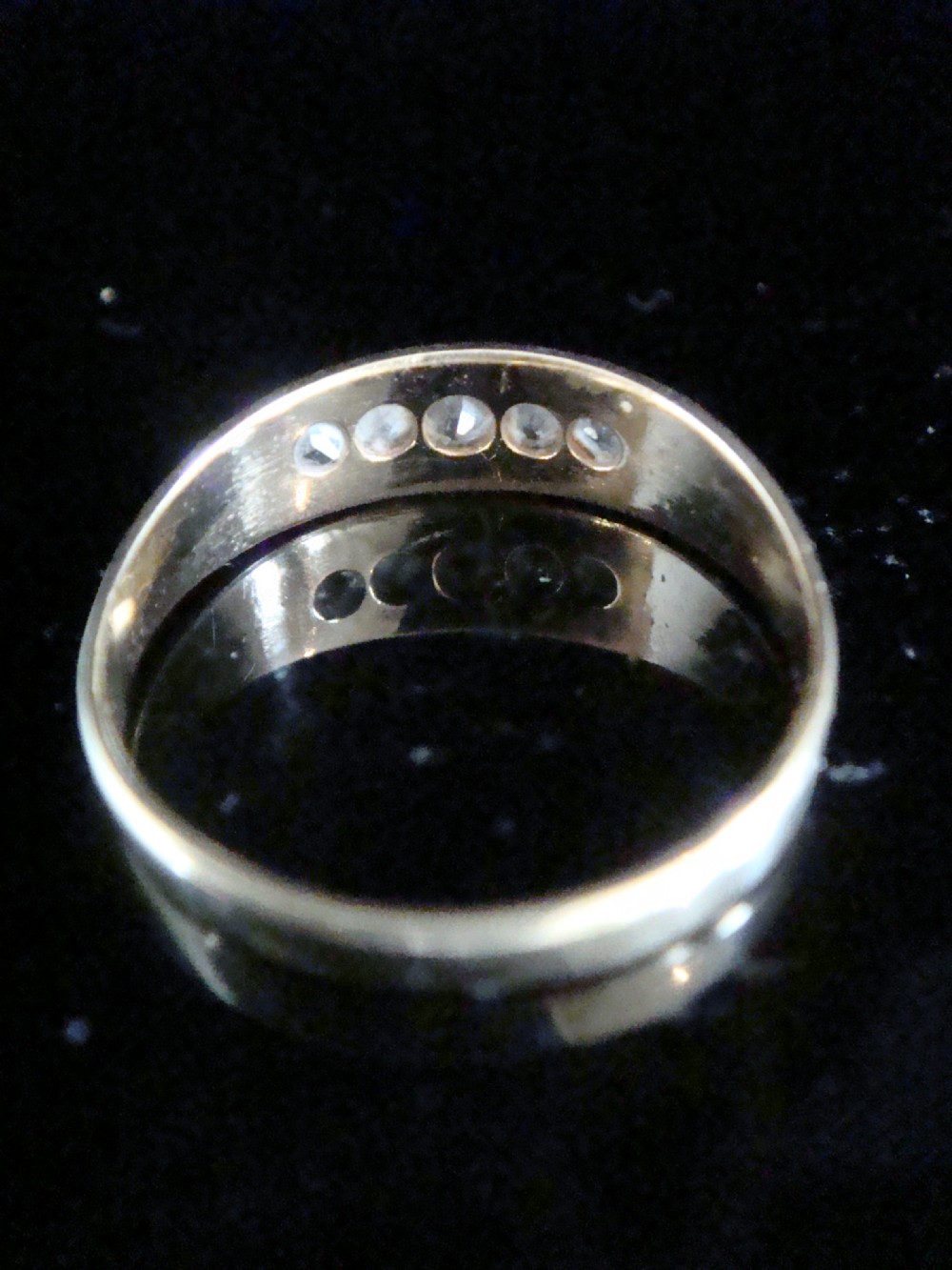 Edwardian 18ct yellow gold old cut diamond 0.30ct gypsy setting 5 stone ring View III