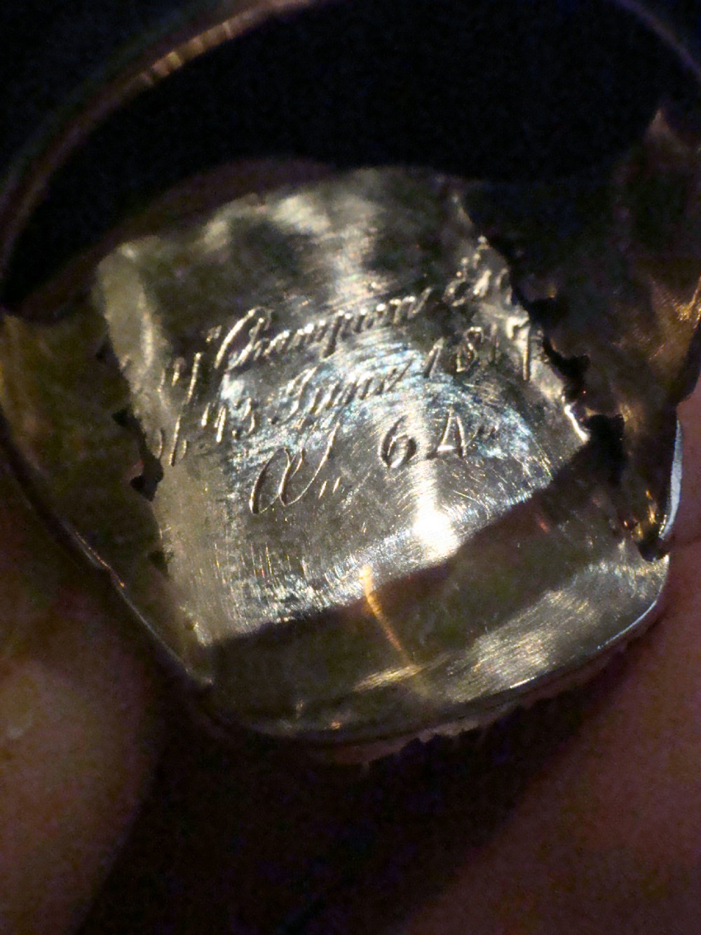 Large Georgian 15ct turquoise pearl memorial ring dated inscription 1817 View IV