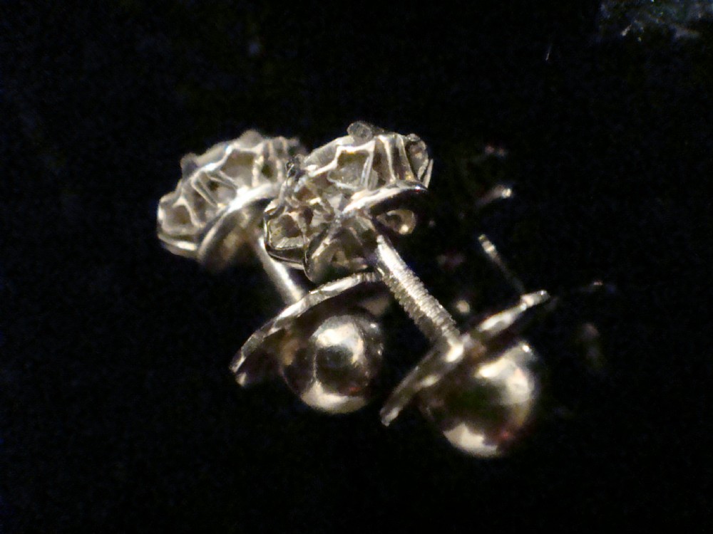 Edwardian French 18ct diamond stud earrings 0.70ct in white gold View II