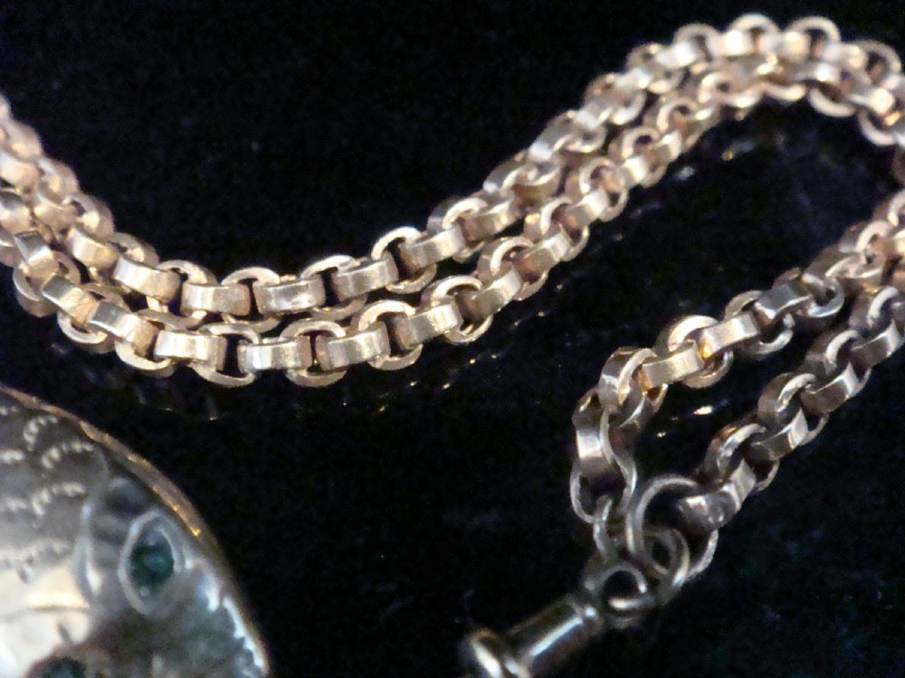 Edwardian 9ct rose gold ornate bracelet with snake and heart dog tag clasp 9.2g View III