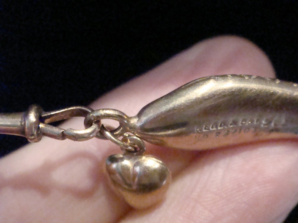 Edwardian 9ct rose gold ornate bracelet with snake and heart dog tag clasp 9.2g View IV