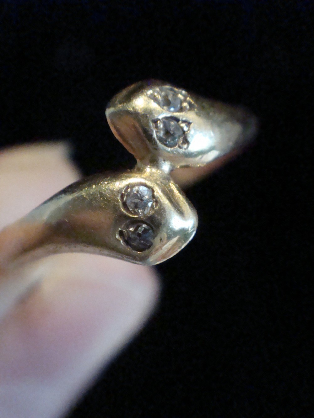 VICTORIAN 18CT OLD CUT DIAMOND  SNAKE RING 2.2G RING SIZE M  View IV