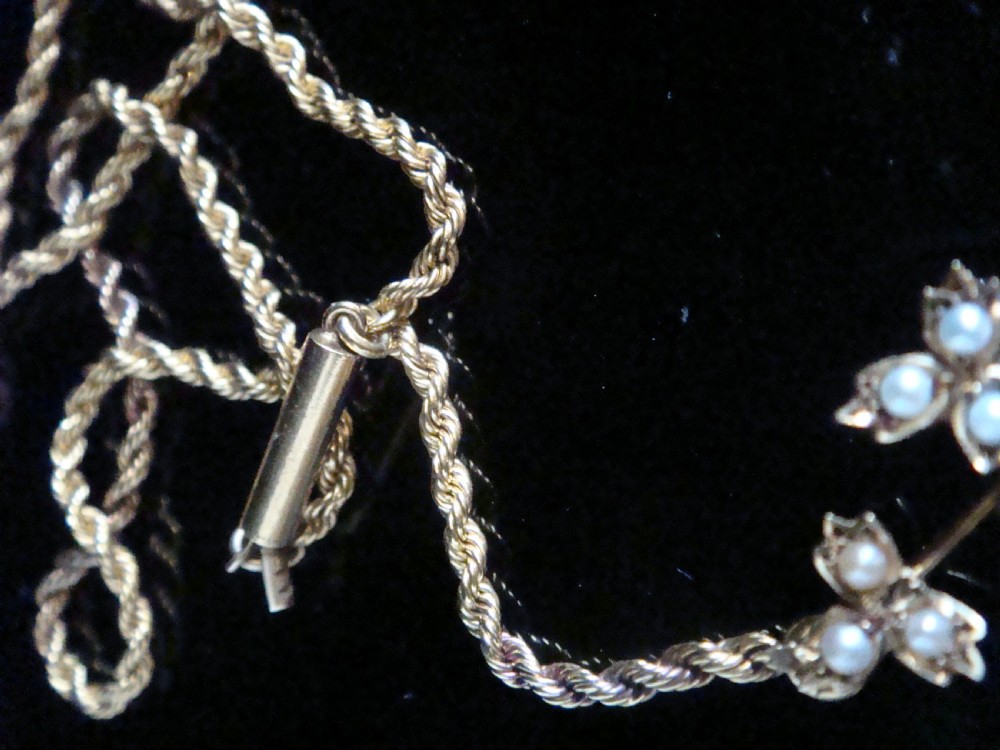 Victorian 15ct yellow gold seed pearl lavaliere necklace allowing drop pendant View III