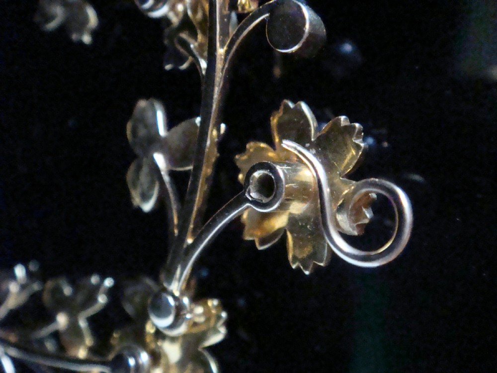 Victorian 15ct yellow gold seed pearl lavaliere necklace allowing drop pendant View V