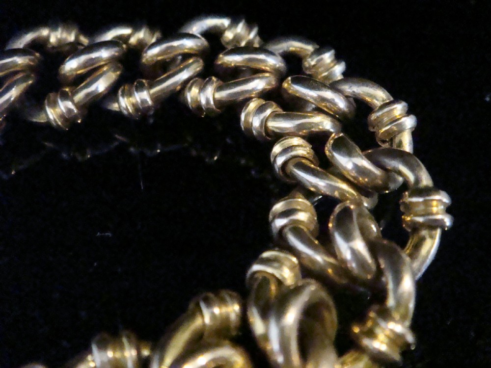 VERY CHUNKY EDWARDIAN 9CT THICK ROSEY YELLOW GOLD HEART PADLOCK BRACELET 32.2G View II