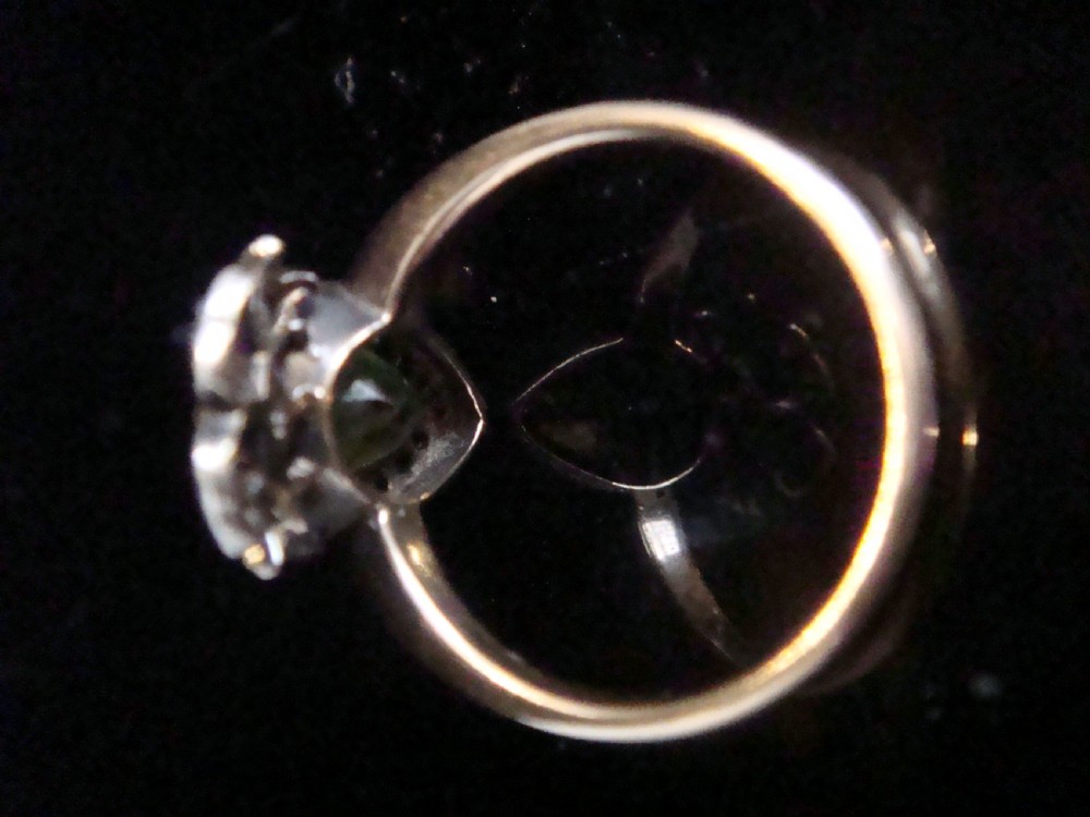 Georgian Victorian 15ct silver old rose cut diamond peridot heart bow ring View V