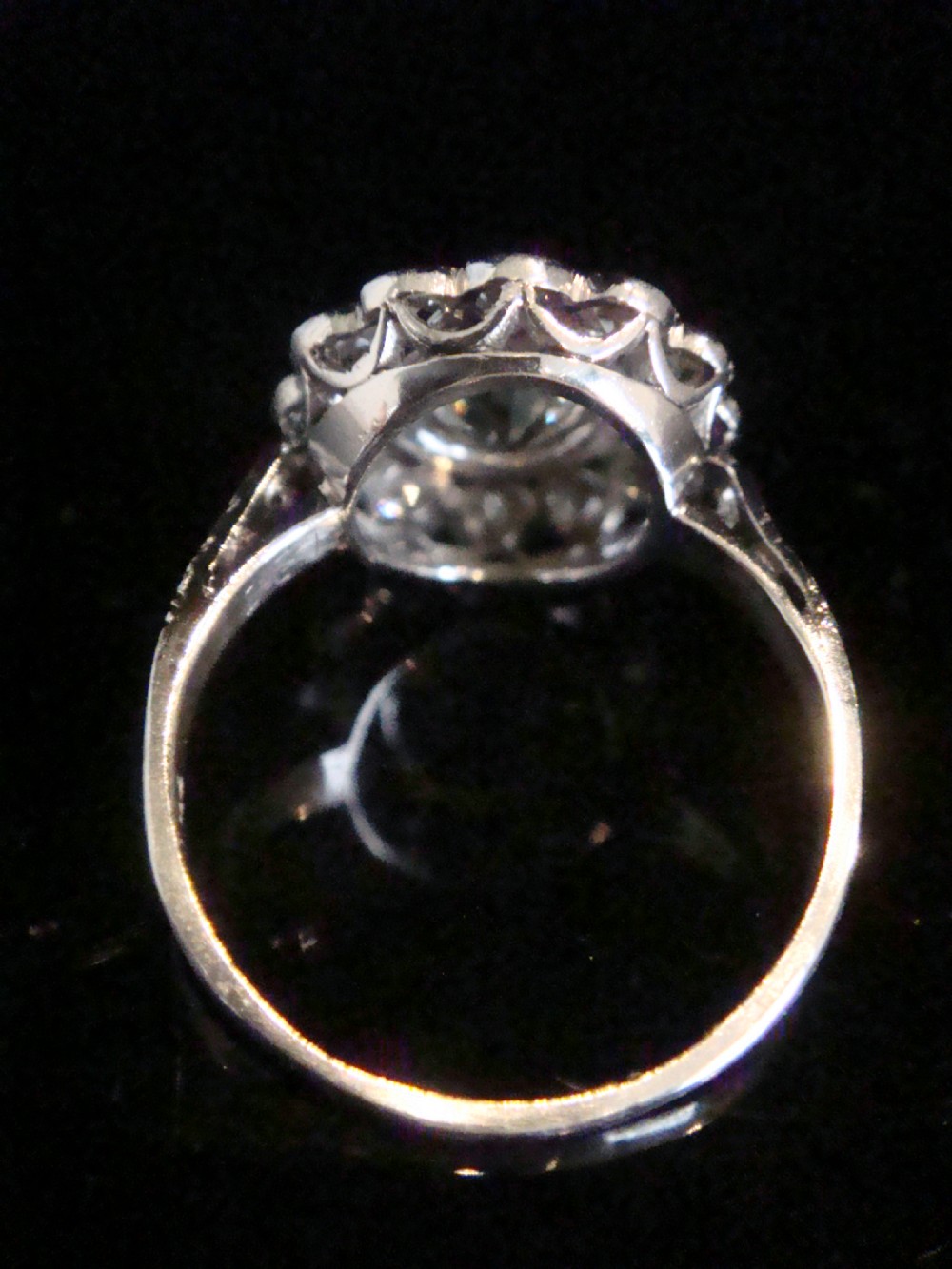 EDWARDIAN PLATINUM LARGE NATURAL OLD CUT DIAMOND CLUSTER RING 2.10CT- SUPERB! View III