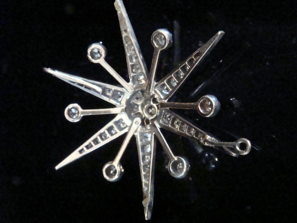 Victorian 18ct white gold old cut diamond celestial star starburst pendant 1.40ct View IV