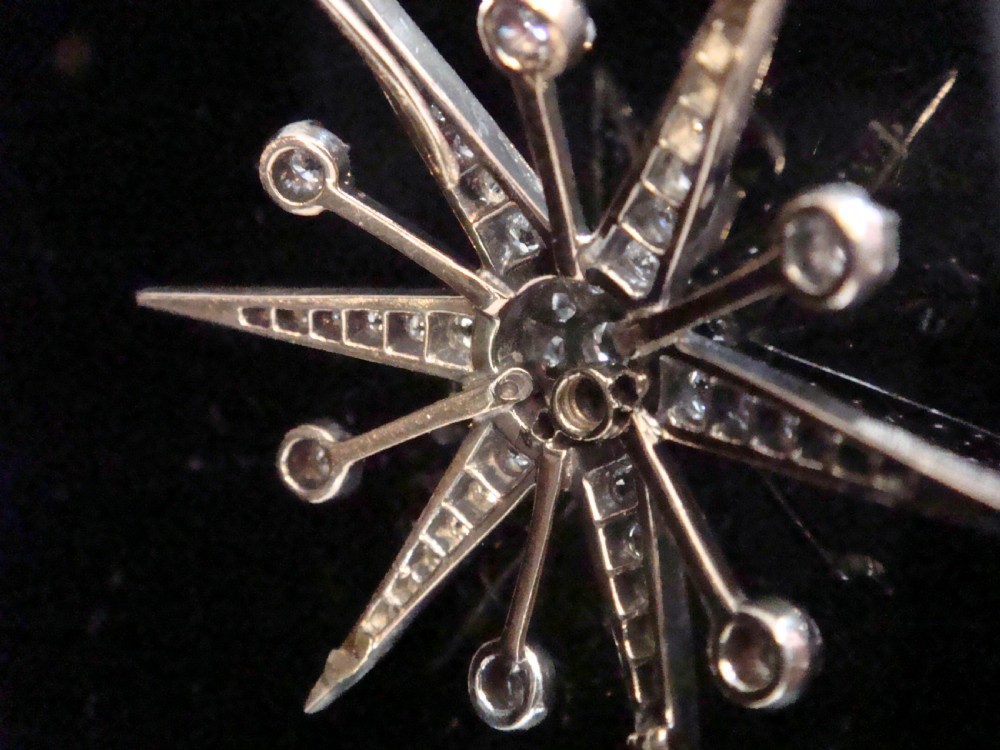 Victorian 18ct white gold old cut diamond celestial star starburst pendant 1.40ct View V