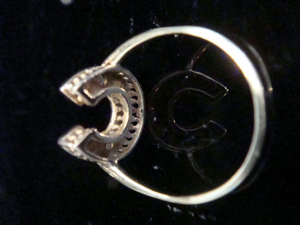 EDWARDIAN 18k 18CT YELLOW GOLD PEARL DIAMOND HORSESHOE RING View III