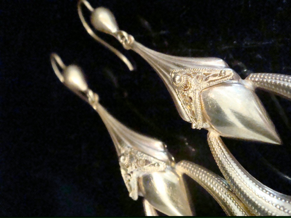 VERY LARGE VICTORIAN 9CT YELLOW GOLD EARRINGS FINE QUALITY View VI