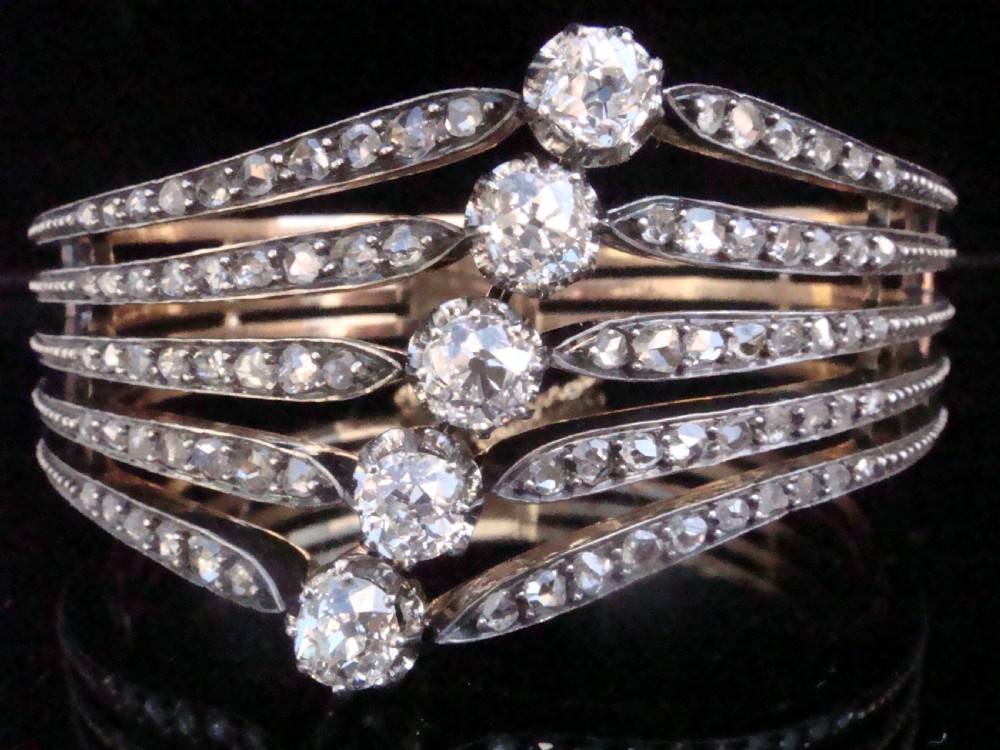 EDWARDIAN FRENCH 18CT PLATINUM TRANSITIONAL & ROSE CUT DIAMOND 5.40CT BRACELET
 View IV