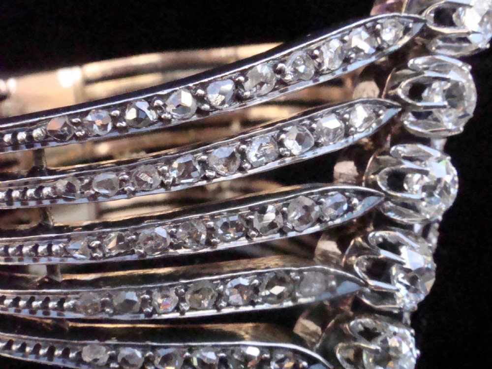 EDWARDIAN FRENCH 18CT PLATINUM TRANSITIONAL & ROSE CUT DIAMOND 5.40CT BRACELET
 View VI
