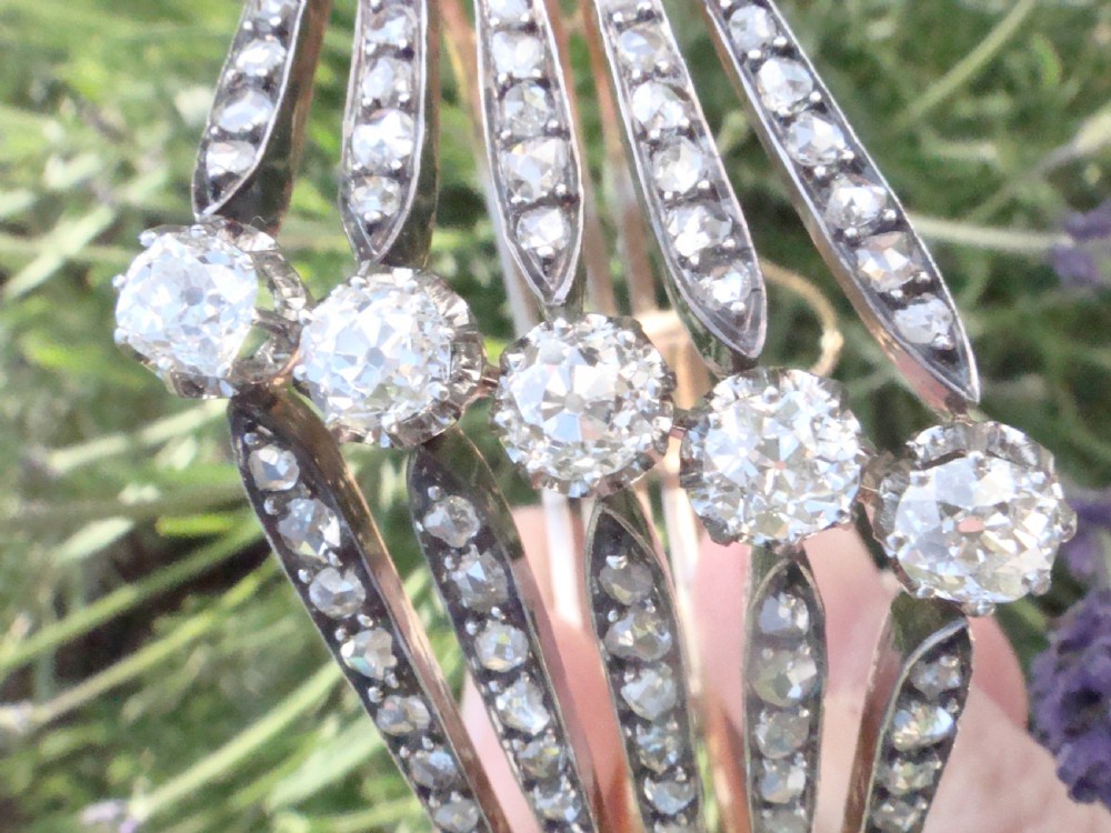 EDWARDIAN FRENCH 18CT PLATINUM TRANSITIONAL & ROSE CUT DIAMOND 5.40CT BRACELET
 View IX
