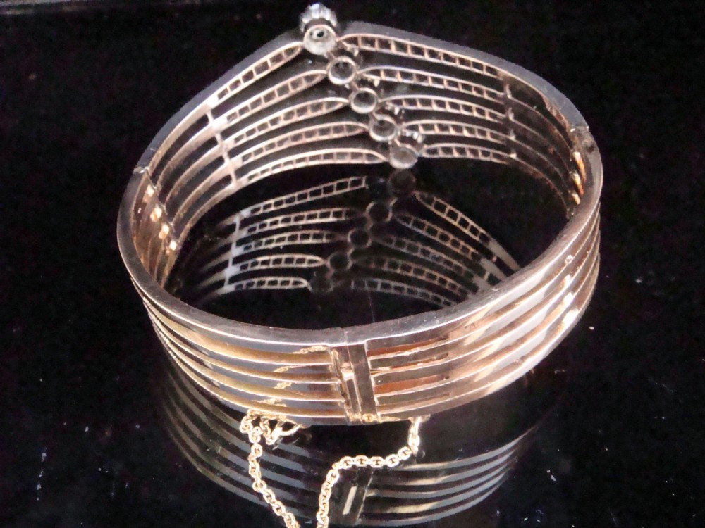 EDWARDIAN FRENCH 18CT PLATINUM TRANSITIONAL & ROSE CUT DIAMOND 5.40CT BRACELET
 View X
