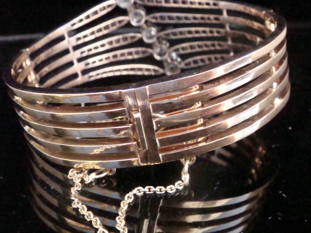 EDWARDIAN FRENCH 18CT PLATINUM TRANSITIONAL & ROSE CUT DIAMOND 5.40CT BRACELET
 View XI