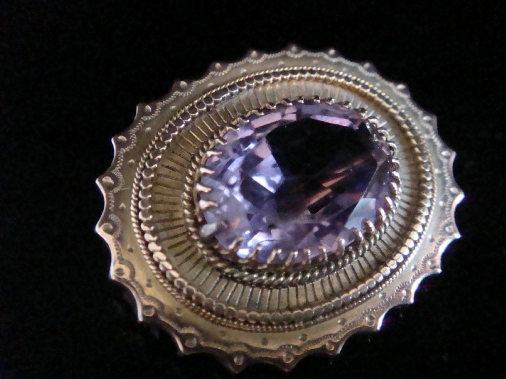 EDWARDIAN 9CT YELLOW GOLD AMETHYST BROOCH 5G View II