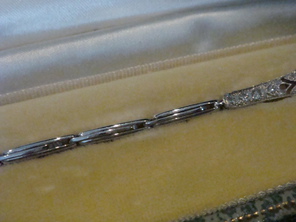 ART DECO 18CT NATURAL SAPPHIRE & OLD CUT DIAMOND BRACELET IN ORIGINAL FITTED BOX View IV