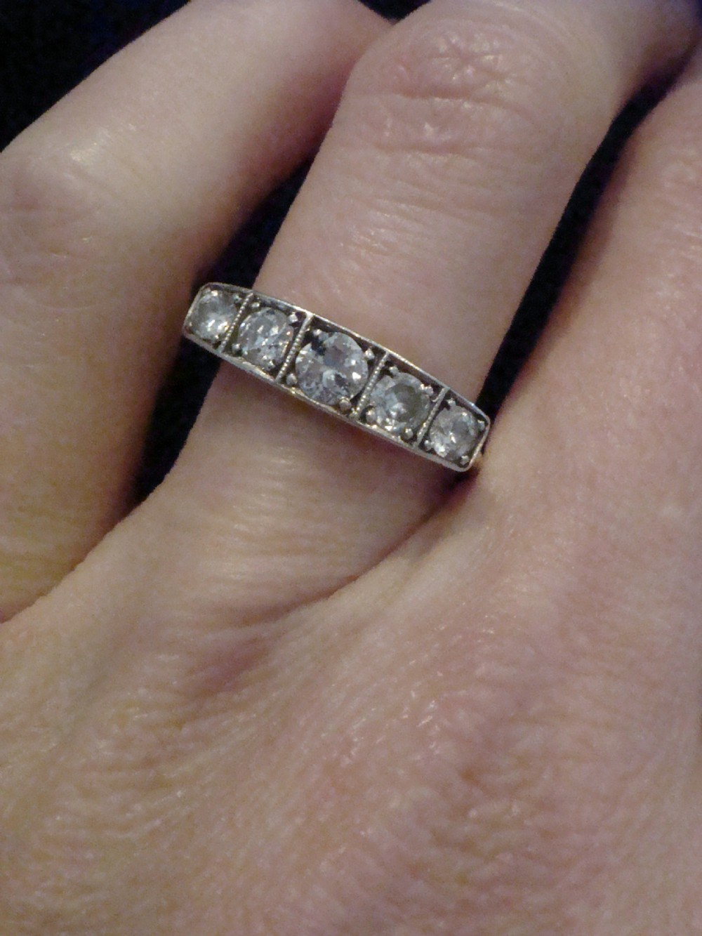 Art deco 18ct platinum diamond 5 stone ring View III