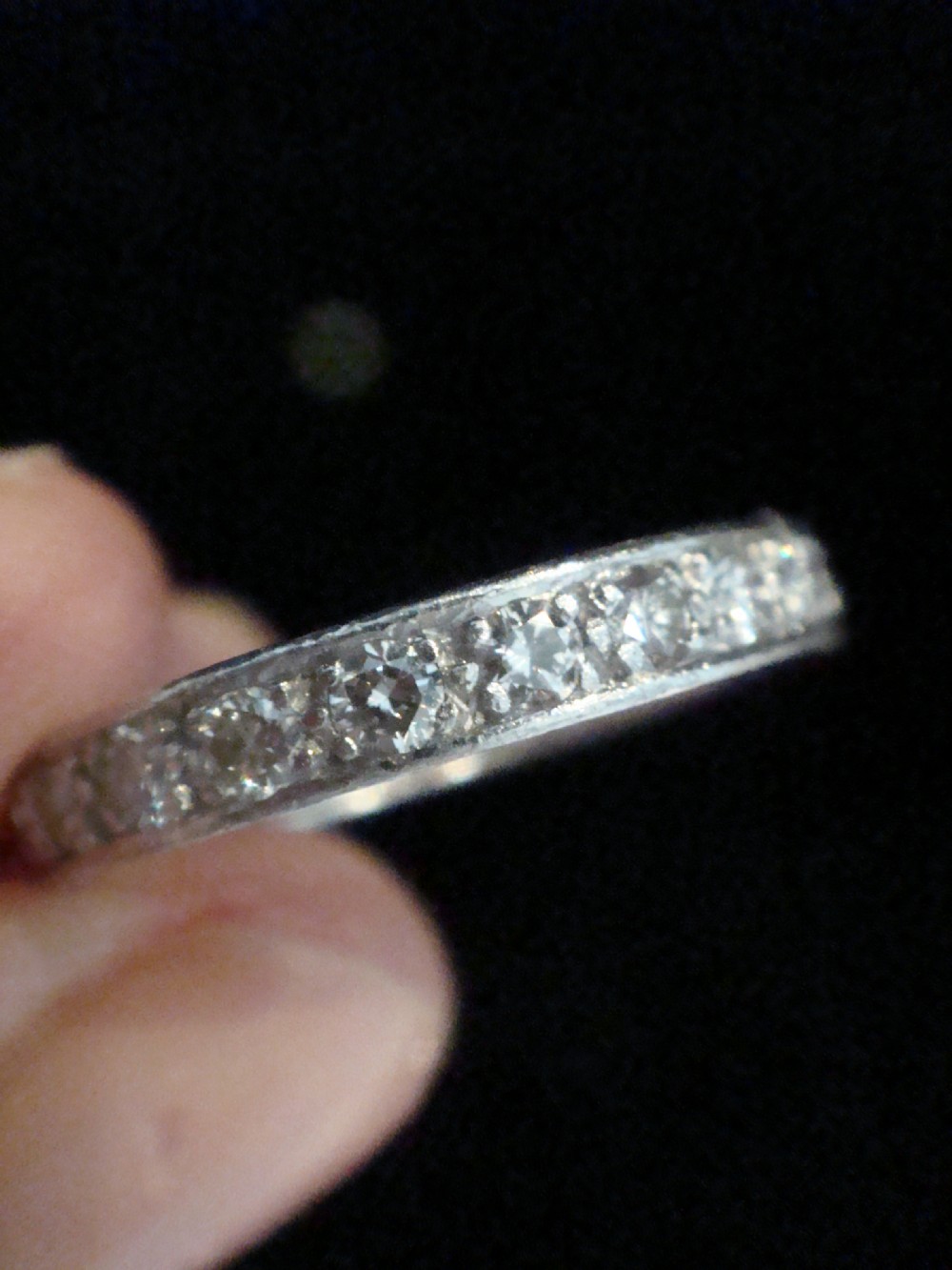 Art deco Edwardian platinum diamond full eternity ring size O View II