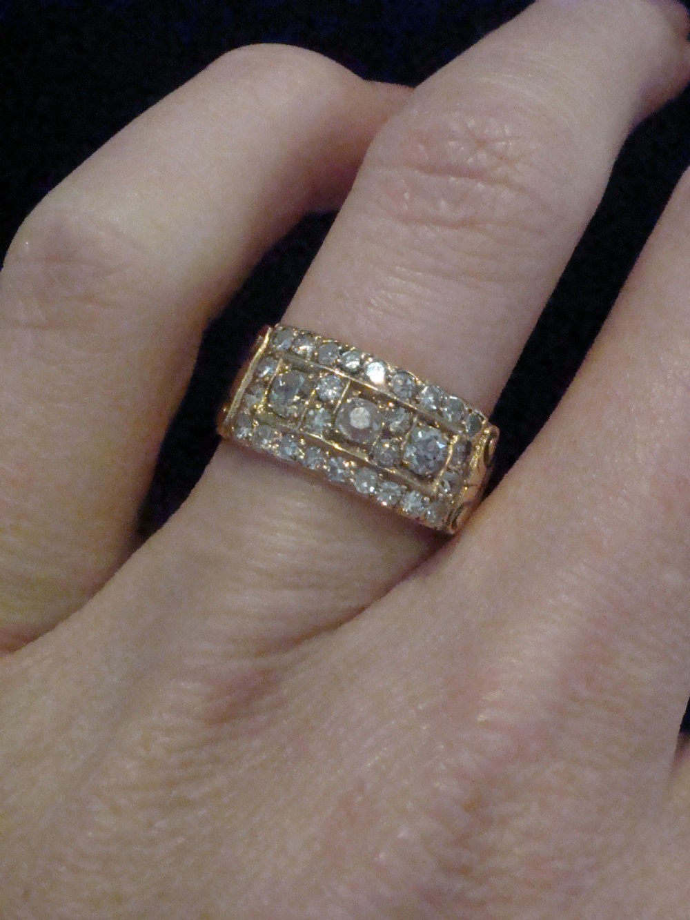 Early Victorian 18ct yellow gold old cut diamond pave set ring View II