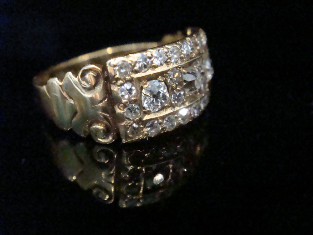 Early Victorian 18ct yellow gold old cut diamond pave set ring View III