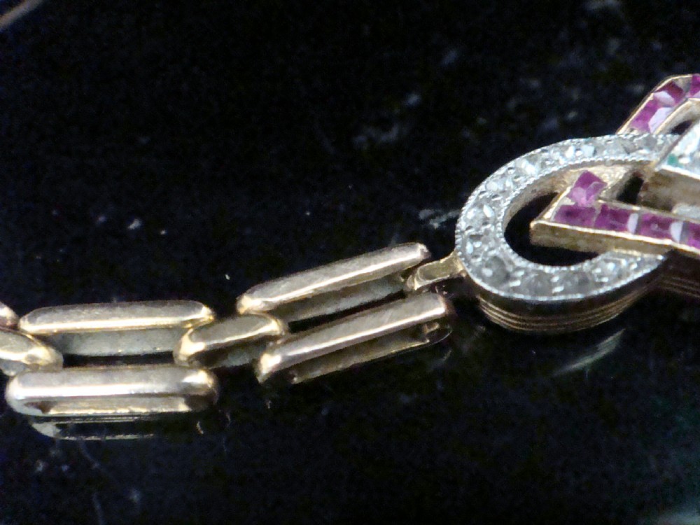 FRENCH EDWARDIAN 18CT RUBY AND DIAMOND BRACELET View III