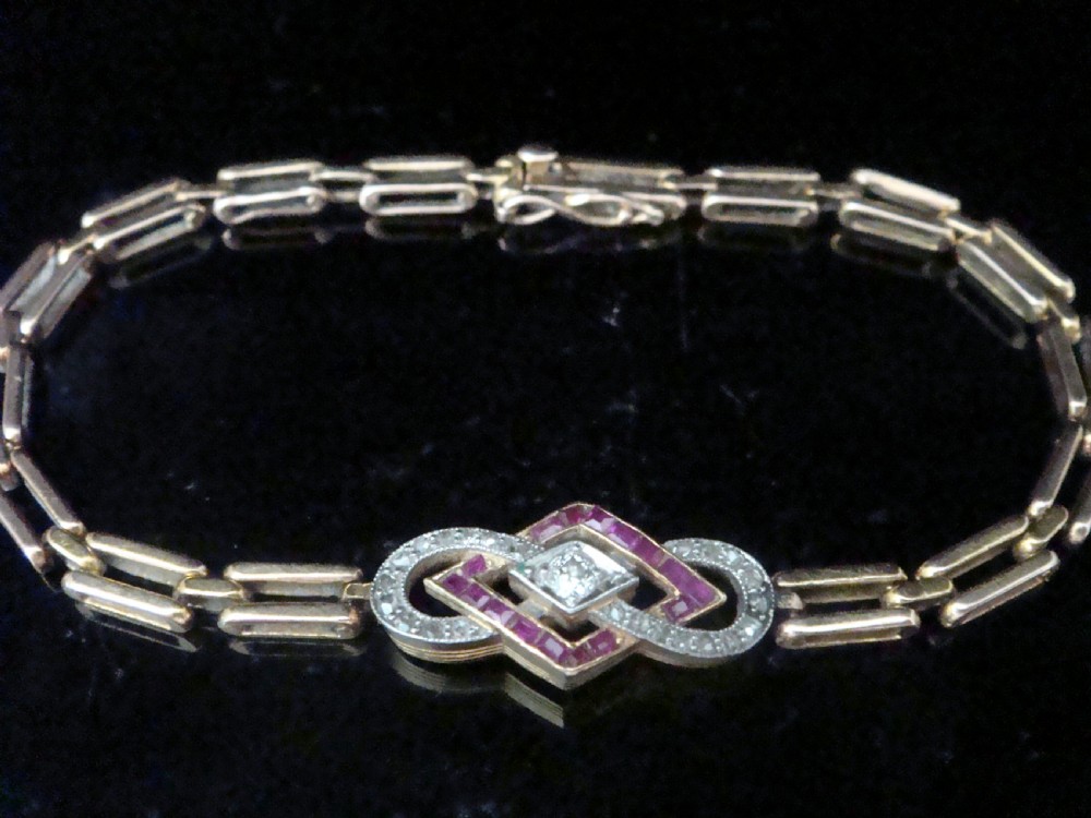 FRENCH EDWARDIAN 18CT RUBY AND DIAMOND BRACELET View II