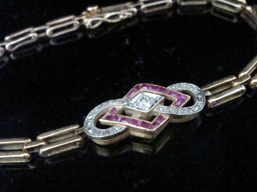 FRENCH EDWARDIAN 18CT RUBY AND DIAMOND BRACELET